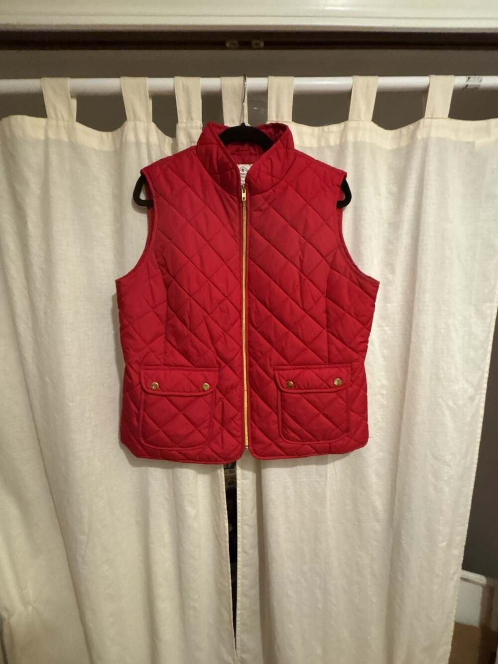 St. John's Bay Red Quilted Lightweight Vest with Gold Zipper